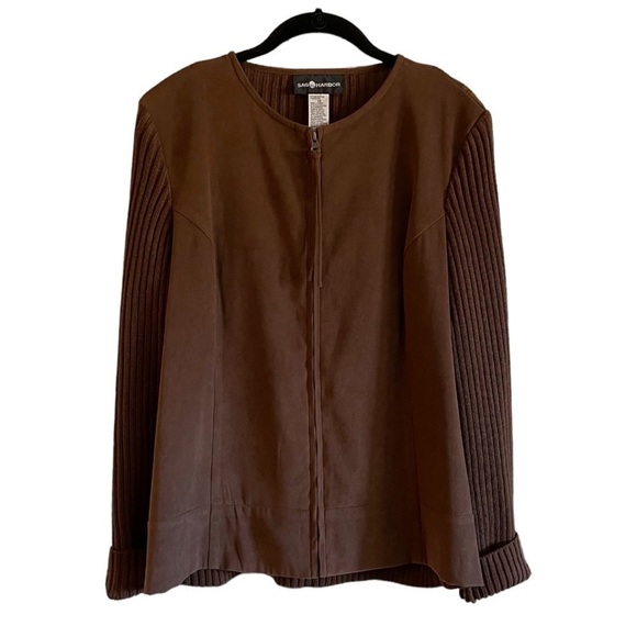 SAG HARBOR, CHOCOLATE BROWN, CASUAL SWEATER/JACKET. SIZE 12 - Picture 1 of 9